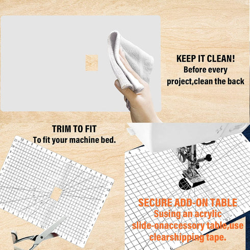 Jonnick Quilting Slider Mat with Tacky Back - Sew Slip Mat for Quilting - Free Motion Quilting Accessories-Grid Marked Make Sewing Easier (White, ...