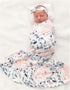 Newborn Baby Girl Receiving Blanket Swaddle Blanket Stretchy Knit Swaddle Set with Matching Headband and Beanie (Ink and Pink Floral)...