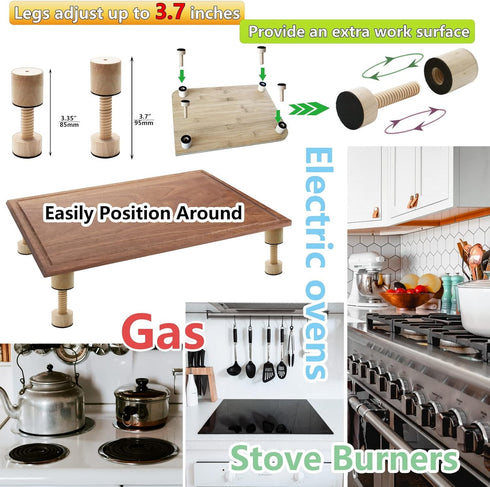 Cutting Board Adjustable Feet, Wood Adjustable Feet for Countertop Cutting Board- Kit to Elevate and Skid-Proof Your Cutting Board (Beige)...