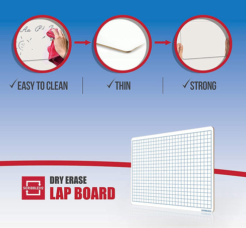 SCRIBBLEDO Dry Erase Grid Whiteboard 9" x 12" Double Sided Graph White board with Grid Lines for Kids and Students Portable Dry Erase Lapboards fo...