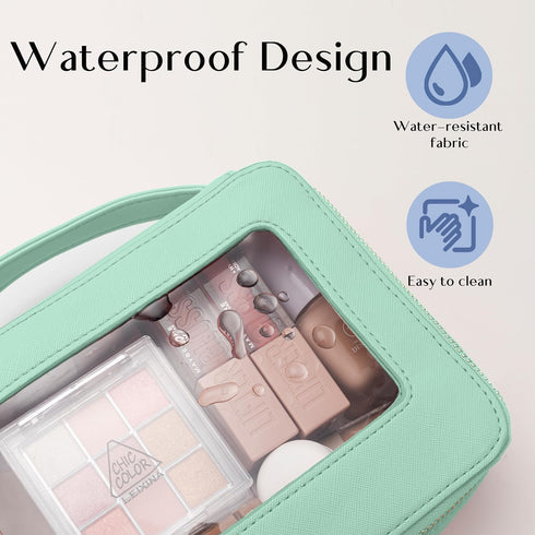 HBselect Clear Makeup Bag Organizer, Portable Travel Toiletry Cosmetic Bag Case for Women, Transparent Zipper Pouches Waterproof, Car Organizer fo...