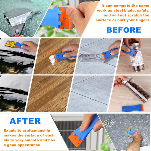 Plastic Blade Scraper, 5PCS Razor Scraper Tool 100PCS Double Edged Blades, Cleaning Scraper Remover for Decals, Stickers, Labels, Caulk, Adhesive,...