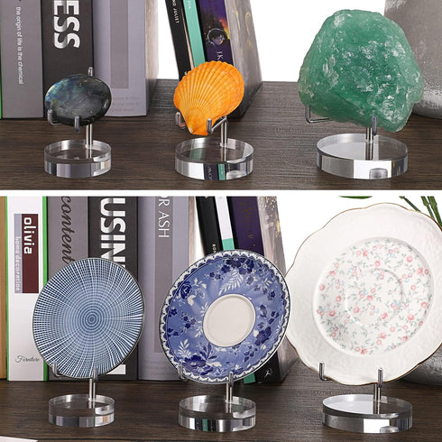 Hipiwe Adjustable Metal Arms Display Stand Easel with Acrylic Base Small Display Easel Holder for Fossil Coral Geodes Rock Mineral Agate Crystals ...