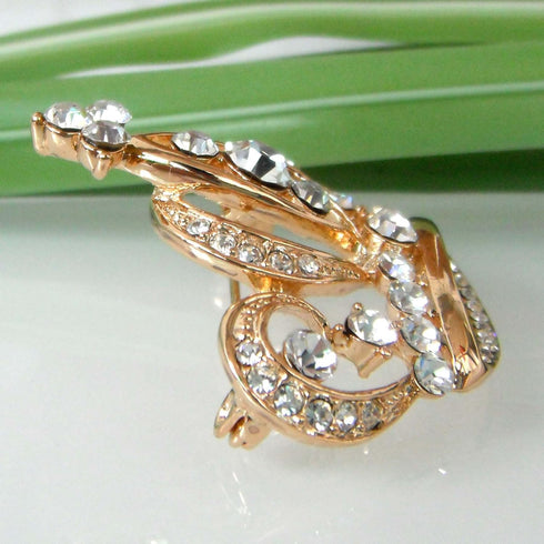 Navachi 18k Gold Plated Multicolor Crystal Royal Crown Brooch Pins...