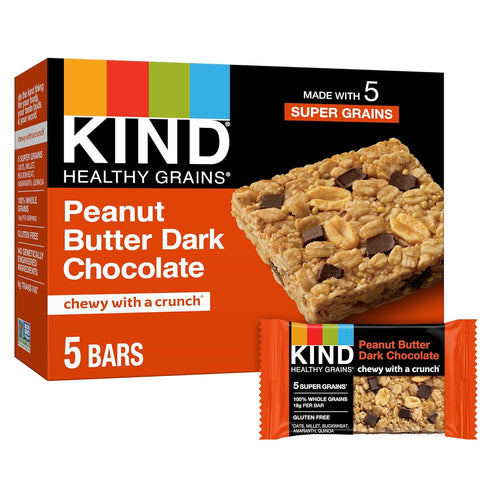 KIND Healthy Grains Bars, Peanut Butter Dark Chocolate, Non GMO, Gluten Free, 1.2 oz, 5 Count...