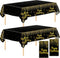 Aneco 2 Pack Black Gold Happy Birthday Tablecloths Party Table Cloth Covers Table Covers for Party Decorations Wedding Supplies, 108 x 54 Inches...