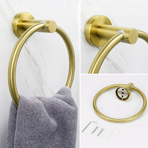 NearMoon Bath Towel Ring, Bathroom Hardware Accessories-Thicken Stainless Steel Hand Towel Holder for Bathroom, Modern Round Towel Hanger Wall Mou...
