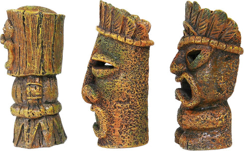 Pen-Plax RRT1A 1 Piece Aquarium Decorative Tiki's Assorted Resin Ornament, Small/4"...