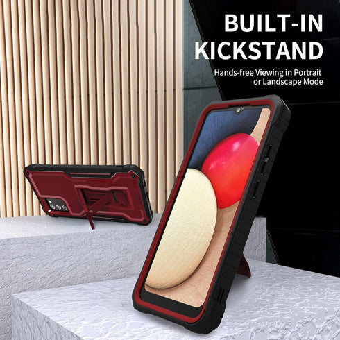 DUOPAL for Samsung Galaxy A02S Case, Military Grade Protection Shockproof Case with Tempered Glass HD Screen Protector and Kickstand Compatible wi...