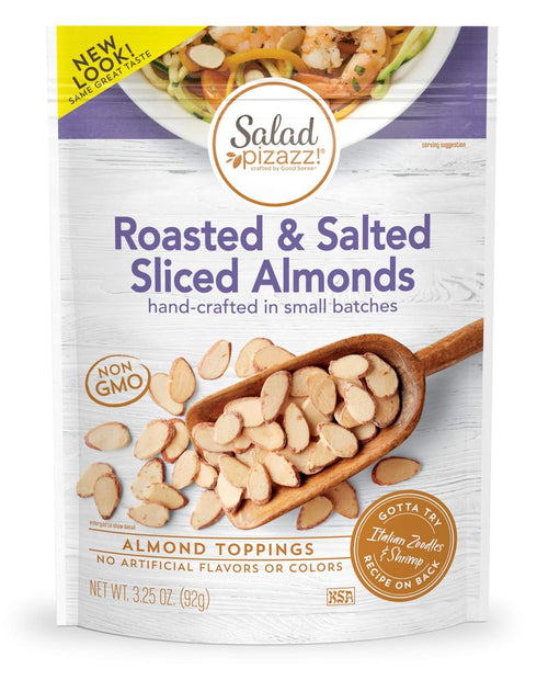 Salad Pizazz Almond Toppings, Oven Roasted Sea Salt, Snack Mix and Salad Topping, Non-GMO, All-Natural, Resealable Bag, 3.25 Oz...