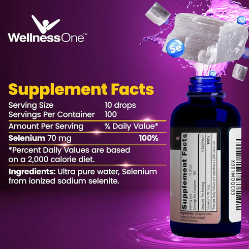 Liquid Selenium Supplement - Ionized Selenium Liquid Drops 70 mcg - Antioxidant, Cardiovascular and Immune Support - USA Tested, Vegan, Non-GMO, G...