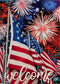 Welcome July 4th Fireworks American Patriotic Garden Flag, America Memorial Day Yard Decorative Red White Blue Star Stripes Home Outside Decoratio...