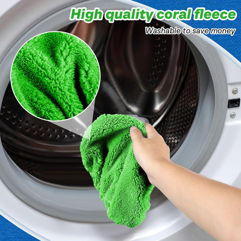 Baderke 4 Pcs Mop Pads Refills Compatible with Swiffer Sweeper (Mop is Not Included) Reusable Mop Pads Washable Wet and Dry Flat Mop Cover (Green,...
