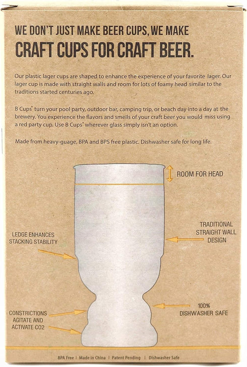 BCups Lager Outdoor Plastic Craft Beer Cups, BPA & BPS-free (4-Pack)...