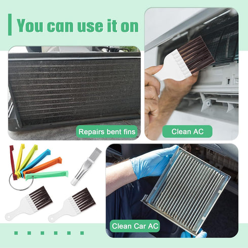 CHENGU 4 Pieces Air Conditioner Fin Cleaner Set 2 Different Fin Comb Condenser Fin Straightener 2 Pieces Coil Cleaning Brush Condenser Fin Comb St...