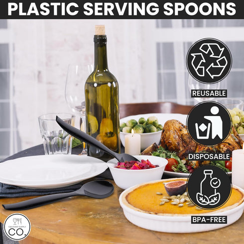 C&S Event Supply Co. 10" Plastic Serving Utensils, Disposable Plastic Serving Spoons, Reusable, Disposable, For Weddings, Catering, Buffets, Parti...