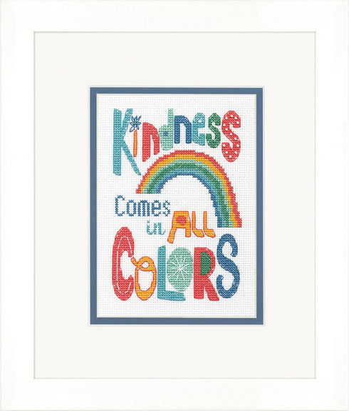 DIMENSIONS Kindness Matters Counted Cross Stitch Kit, 14 Ct. White Aida Cloth, Finished Project 5" x 7", Multicolor 4 Piece...
