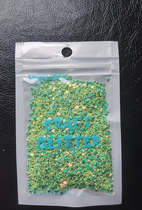 Art Craft Glitter, 3mm Star Sequins Confetti for Nail Art,Slime Supplies, Resin Craft, Home Decoration DIY Cards - 0.35oz (Golden Green)...
