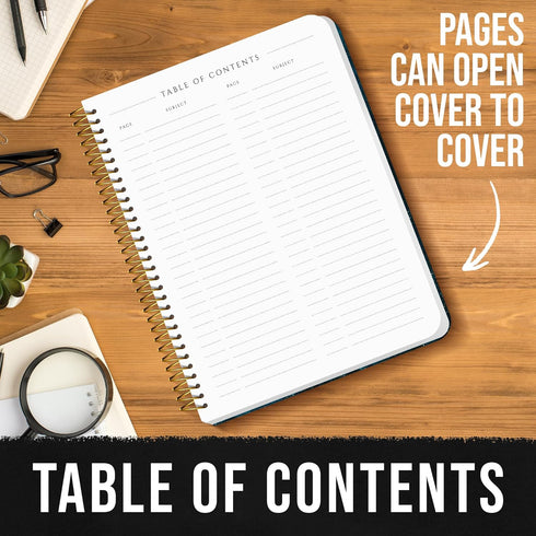Meeting Notebook with Removable Dividers, Gold Spiral, Hard Cover, Action Items, Back Pocket, 120 Pages...