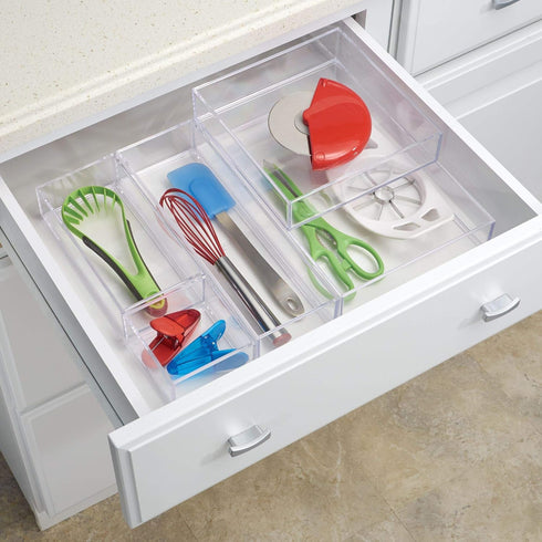 iDesign Decorative Countertop Vanity Tray Organizer for Bathroom, Bedroom, Closet, Entryway, The Clarity Collection – 8" x 8" x 2", Clear...