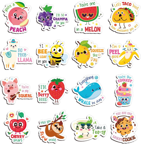 16 Pcs Cute Fridge Magnets Fun Puns Magnetic Stickers Decorative Refrigerator Decal Funny Magnets for Locker Fridge Stickers for Whiteboard Laptop...