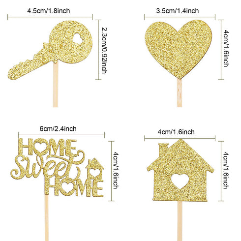 Zonon 55 Piece Home Sweet Home New House Welcome Party Cupcake Topper - Gold Glitter, Housewarming...