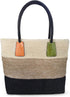 HOXIS Color Block Crocodile Pattern Stripes Woven Synthetic Straw Tote Womens Shoulder Handbag #Lovewin...