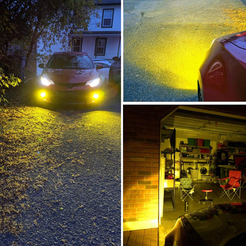 H3 LED Fog Light Bulbs Pack of 2, Extremely Bright 3030Chips H3 LED Bulbs with Projector for Car Fog Lights, Daytime Running Lights DRL (Golden Ye...