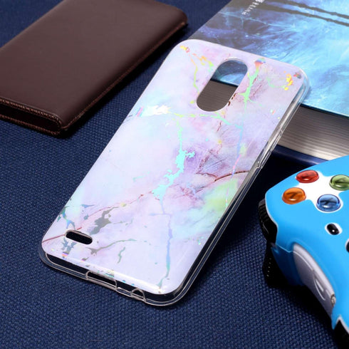 LG K20 V/ Plus/ Harmony/ K10 2017 3D Marble Glitter TPU Case - Pink Purple...