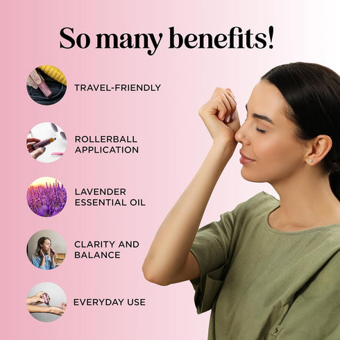 Headache Essential Oil Roll On - Clarify Essential Oil Blend Headache Roll On with Aromatherapy Oils - Peppermint Rosemary and Lavender Roll On Es...