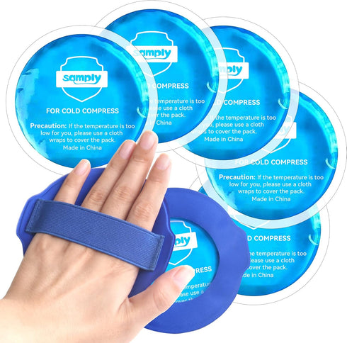 samply Small Gel Ice Packs for Boo Boos, Cold Packs for Injuries Reusable Pain Relief, Headaches and Toothaches,Eyes, Face, 5 Pack Mini Round Ice ...