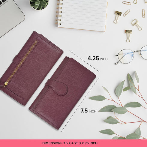 Real Leather Women Wallet Leather with RFID Blocking -Trifold Card Holder Designer Ladies Clutch with ID Window Wallets...