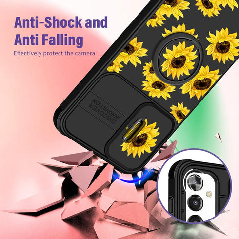 (2in1 for Samsung Galaxy A13 5G Case for Women Sunflower Cute Girls Phone Cover Floral Flower Girly Aesthetic Sun Flower Design with Camera Cover ...