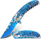 Pocket Knife for Men, Cool Folding Knife With 3D Blue Dragon Embossed Relief, Great Christmas Gift Edc Knife For Men Outdoor Survival Camping...