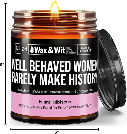 Wax & Wit Funny Soy Candle Gift for Women - Humorous, Aromatherapy Soy Wax Candle, Ideal for Housewarming, Coworker, Birthday – Island Hibiscus - ...