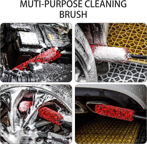 Metal Free Soft Wheel Cleaner Brush, Synthetic Wool Car Cleaning Brush, Highly Water Absorption, Dense and Durable Tire Brush for Cleaning Wheels,...