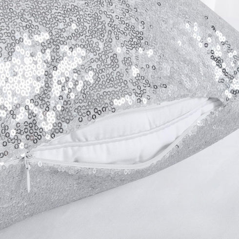ShinyBeauty Sequin Pillow Case 24x24-Inch Silver Sequins Decorative Throw Pillows Covers Sequins Pillow Cover Pillows Cushion Cases Sofa Accent Pi...