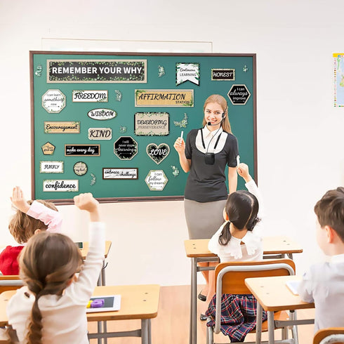 28 PCS Affirmation Station Bulletin Board Set, Growth Mindset Posters Classroom Bulletin Board Positive Decor, Inspirational Bulletin Board for Sc...