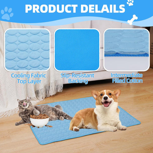 Dog Cooling Mat, Pet Sleeping Pad Washable Bed Crate Mat, Ice Silk Cooling Mat for Extra Large Dogs, Cats, Kids and Adults,Non-Slip&Foldable-40 x ...