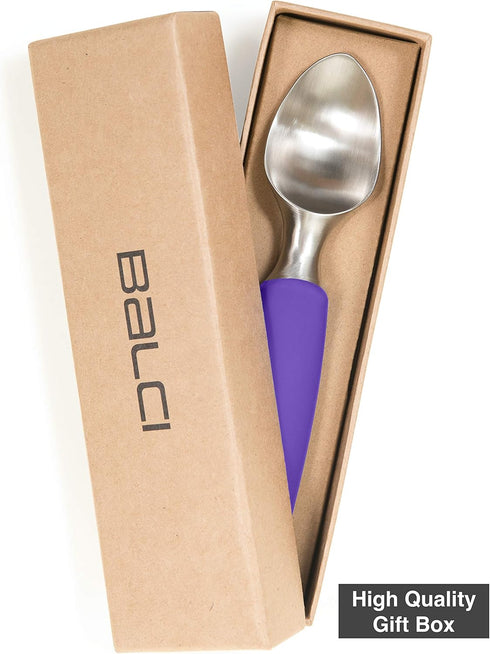 BALCI Ice Cream Scoop - Heavy Duty Stainless Steel Icecream Scooper With Non-Slip Rubber Grip - Professional Metal Ice-Cream Spade - Dishwasher Sa...