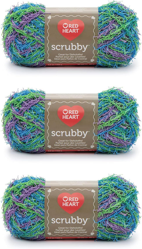 Red Heart Scrubby Capri Yarn - 3 Pack of 85g/3oz - Polyester - 4 Medium (Worsted) - 78 Yards - Knitting/Crochet......