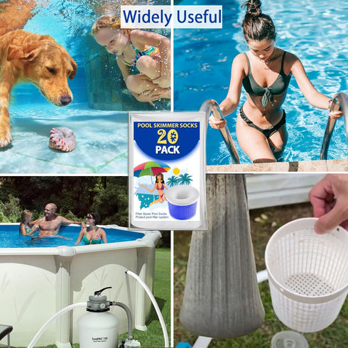 KGC Pool Skimmer Socks, 20 Pack of Reusable Pool Filter Socks for Skimmer Baskets, Pool Socks Protect Inground or above Ground Pool Filter System ...