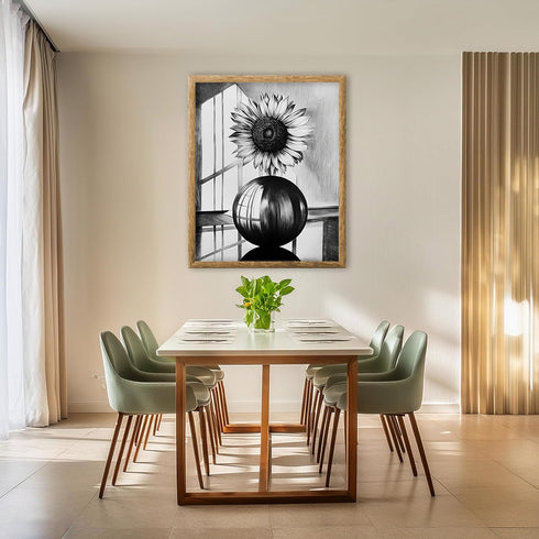 Posterizer 1 pcs-lone sunflower in a round vase-minimalist modern art 4-Floral & Botanical Art-Collectibles & Fine Art-Decor for Home & Office- un...