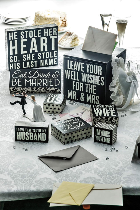 Primitives by Kathy Pinstripe Trimmed Box Sign, 5" x 2.50",Black/White...