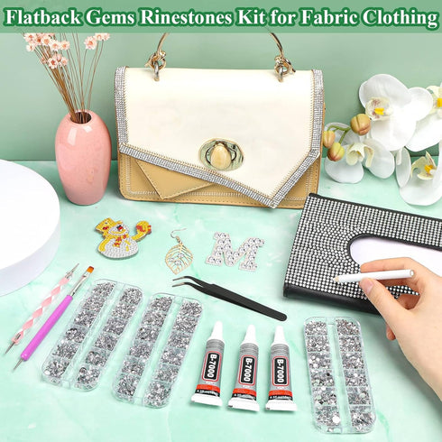 16500 Pcs Clear Rhinestones with B7000 Glue for Crafting, AB Crystal Rhinestones Bulk Swarovski Gems with Glue Kit for Fabric Cloths Tumbler Cups ...