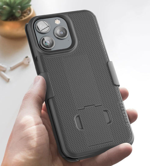 Encased DuraClip Holster, Designed for iPhone 15 Pro Case with Belt Clip Phone Holder and HD Screen Protector (iP15-PRO 6.1") - Black......