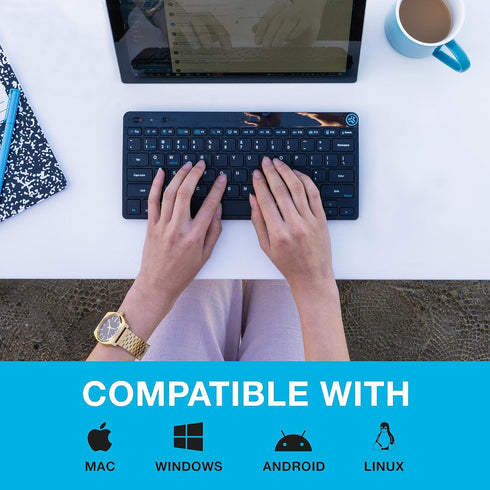 JLab Go Wireless Keyboard, Black, Connect Via Bluetooth or USB Wireless Dongle, Multi-Device Ultra-Compact for a Minimalist or Portable Set-Up (1 ...