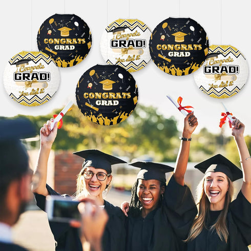 6 PCS Paper Lanterns for Graduation Season,School Graduation Decorations Paper Lantern with Congrats Grad Letter Print,Hanging Paper Lantern Party...