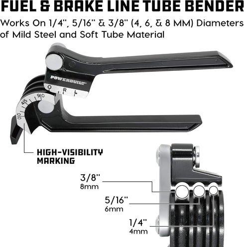 Powerbuilt Fuel and Brake Line Tubing Bender, Multi-Size Pipes Copper Aluminum Steel Brass, Bend up to 180 Degrees, Lightweight - 647762...