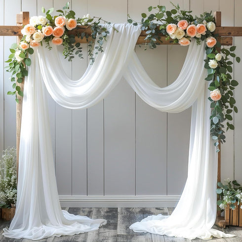 PARTISKY Wedding Arch Draping Fabric,1 Panel 18FT White Drapes Chiffon Fabric Drapery Decorations for Ceremony Reception Party Ceiling Backdrop...